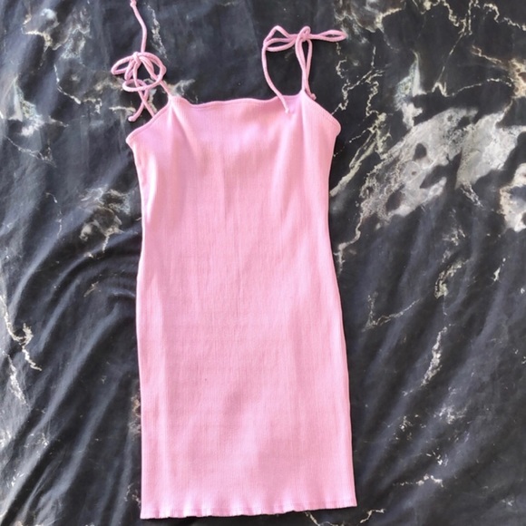 baby pink ribbed dress